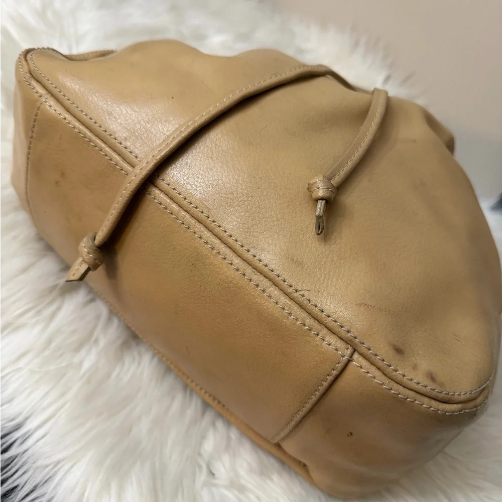 Arcadia Beige Genuine Leather Hobo Bag. Made in Italy